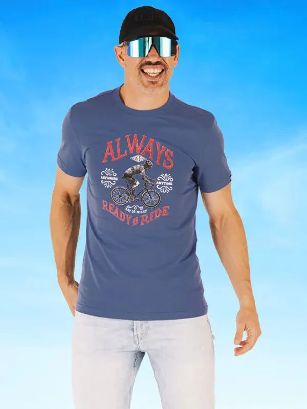 Always Ready to Ride Men's T-shirt Denim - Image 4