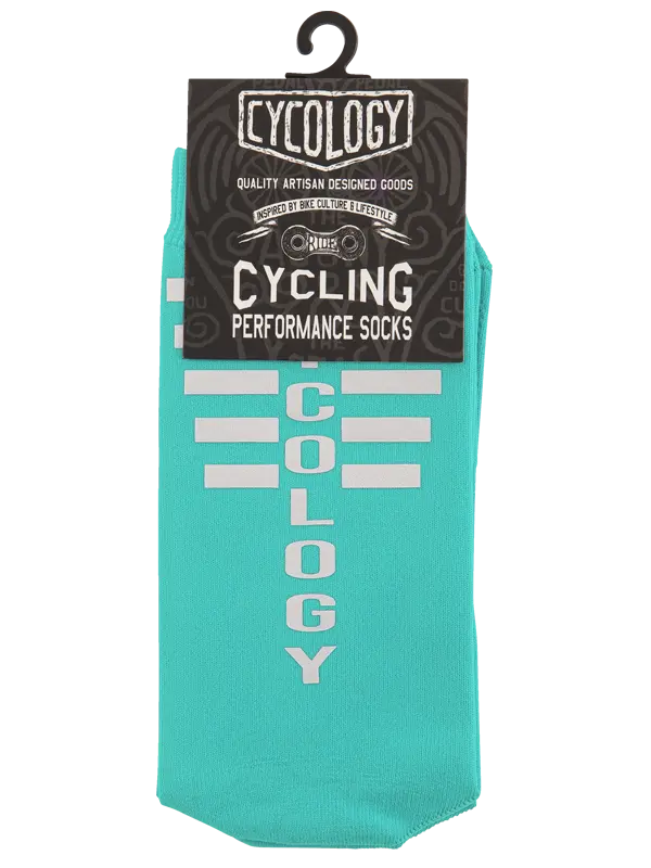 Cycology Reflective Logo Cycling Socks Aqua - Image 3