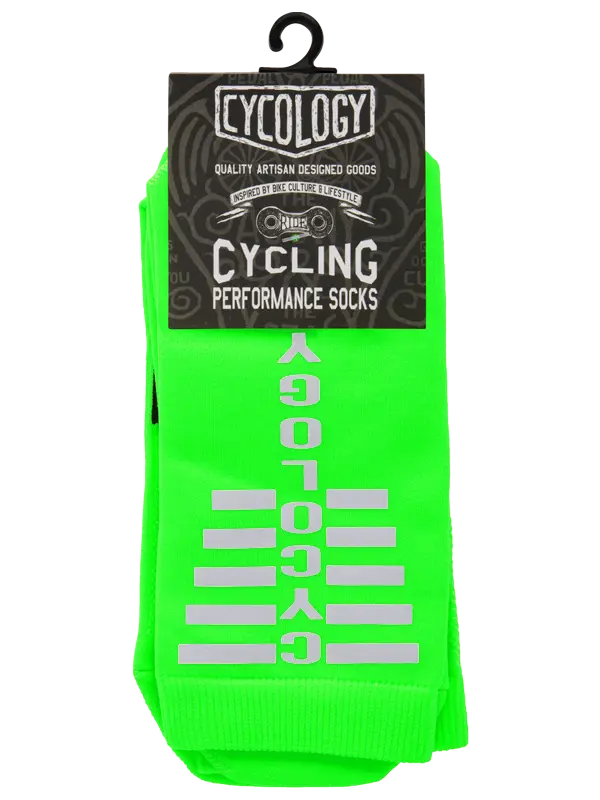 Cycology Reflective Logo Cycling Socks Green - Image 3