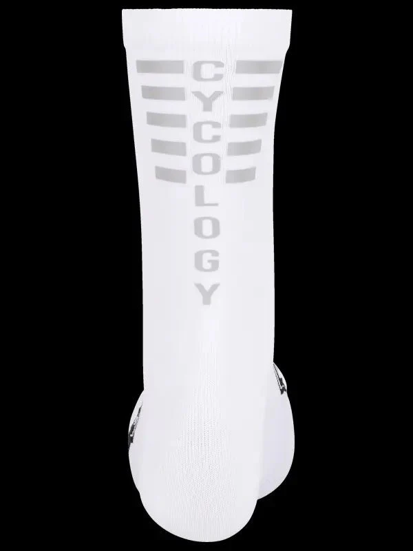 Cycology Reflective Logo Cycling Socks White - Image 3
