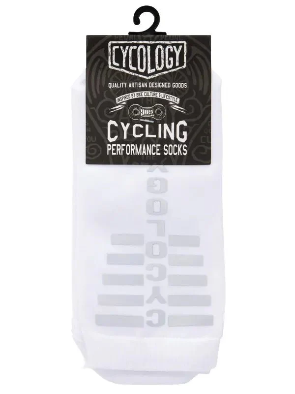 Cycology Reflective Logo Cycling Socks White - Image 4