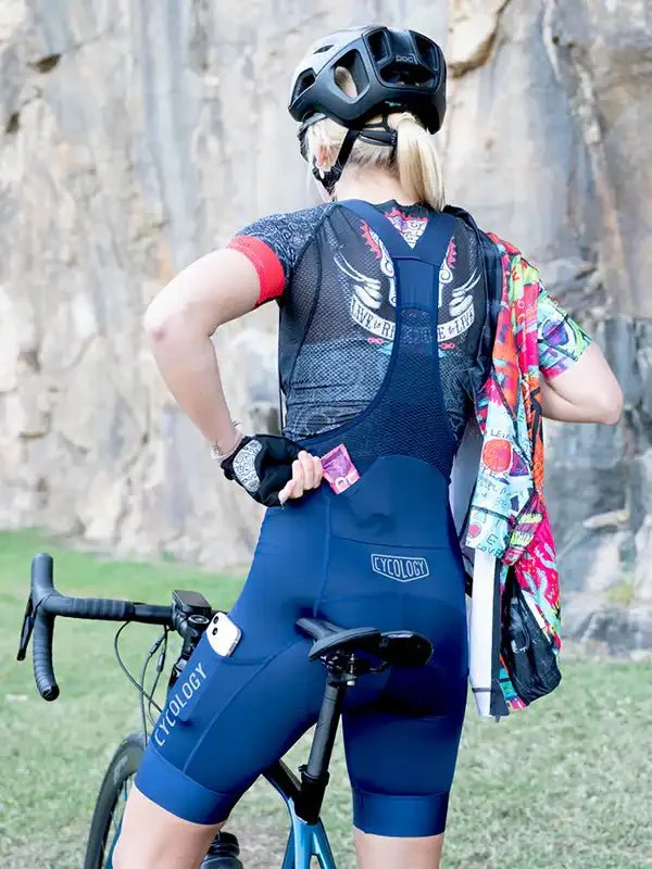 Women's Cargo Bib Shorts Navy - Image 4