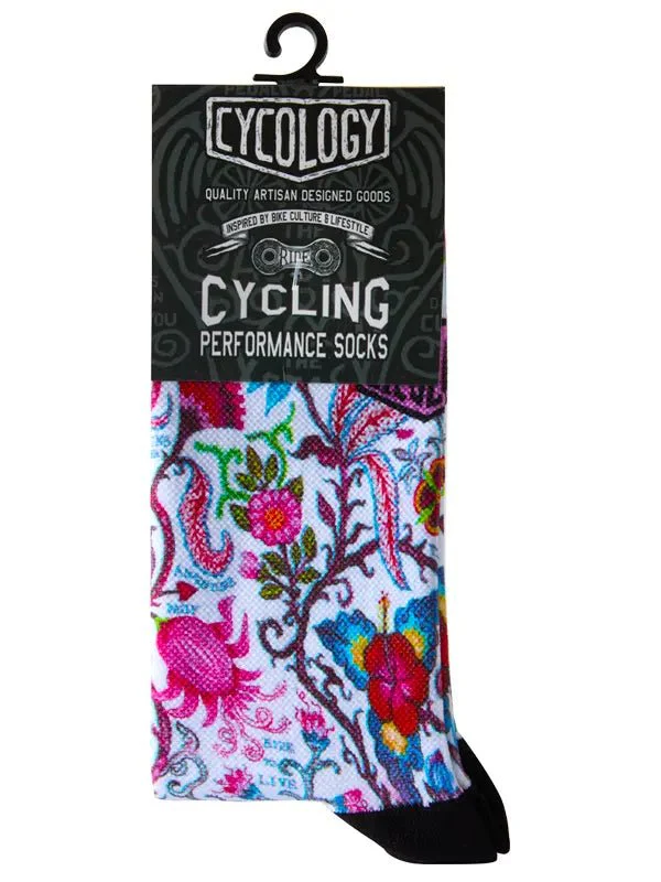 Secret Garden Cycling Socks White - Image 5